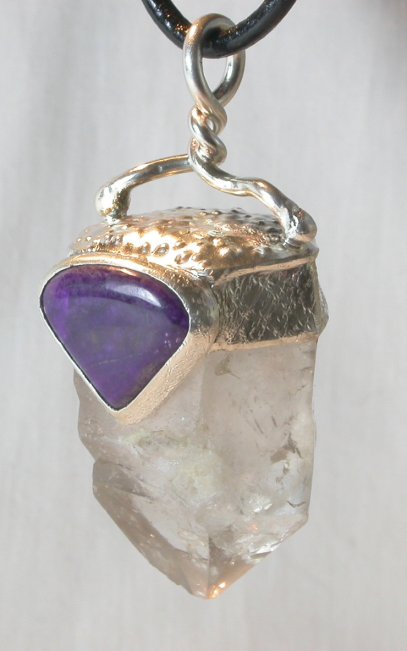 Custom jewelry smoky quartz sugilite sterling silver talisman pendant agate talisman pendant crystal crystals gems contemporary metaphysical new age Mystic Merchant